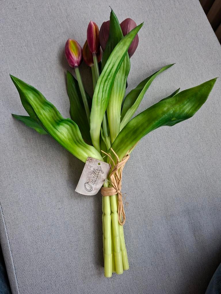 Bosje van 5 kunst tulpen paars, Ophalen of Verzenden