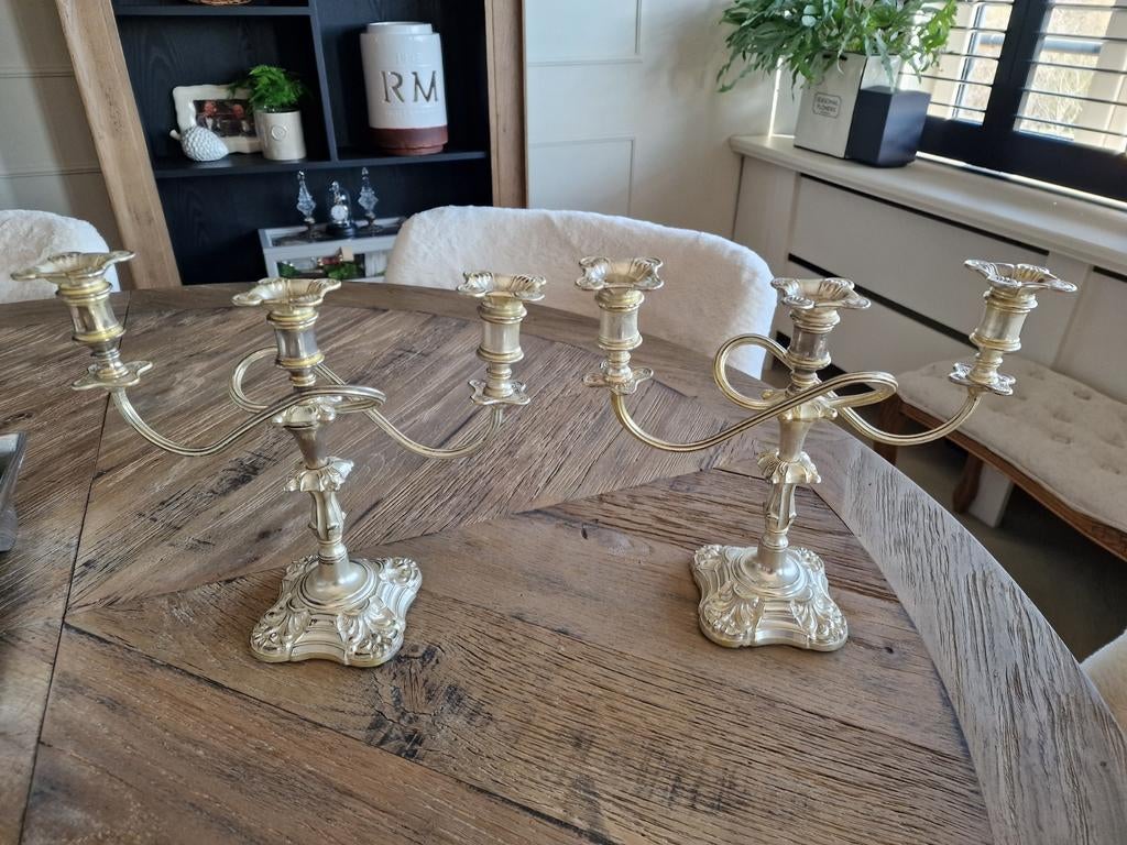 verzilverd 3 armige kandelaar, Ophalen of Verzenden