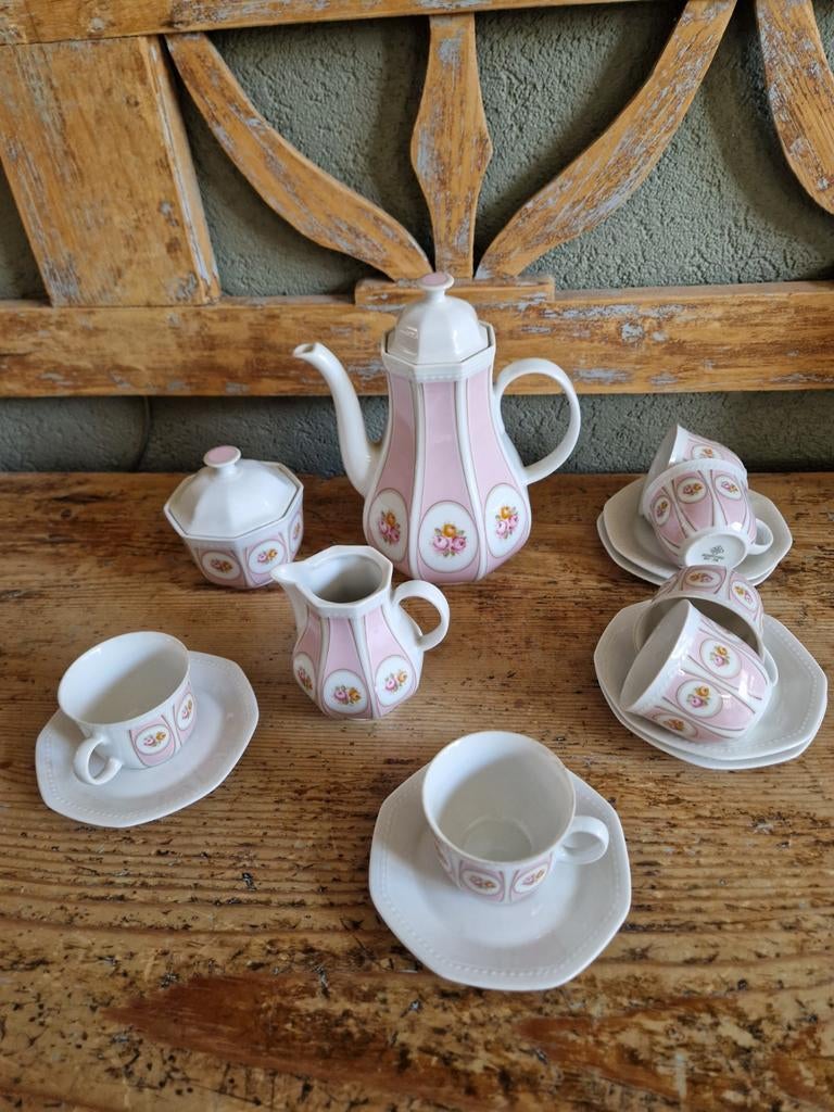 Vintage Schirnding Bavaria Servies - Roze met Rozen, Antiek en Kunst, Antiek | Servies los, Ophalen of Verzenden