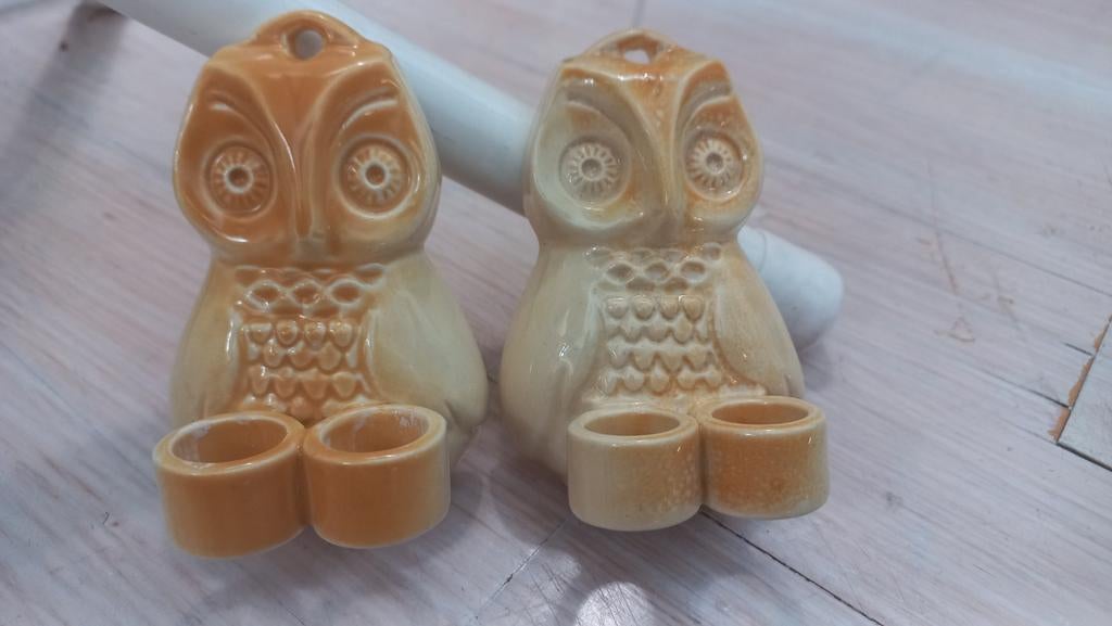 Vintage Uilen  - Set tandborstel houders, Ophalen of Verzenden