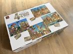 4 puzzels met posters in 1 doos (King, 4 x 1000 stukjes), Ophalen of Verzenden, 500 t/m 1500 stukjes, Zo goed als nieuw, Legpuzzel