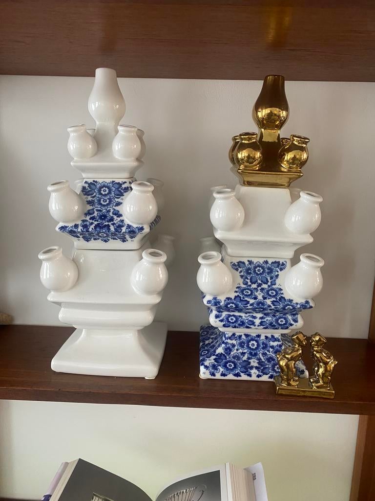 Heinen delftsblauwe tulpenvaas A keuze, Huis en Inrichting, Woonaccessoires | Zuilen en Pilaren, Ophalen of Verzenden, Zo goed als nieuw