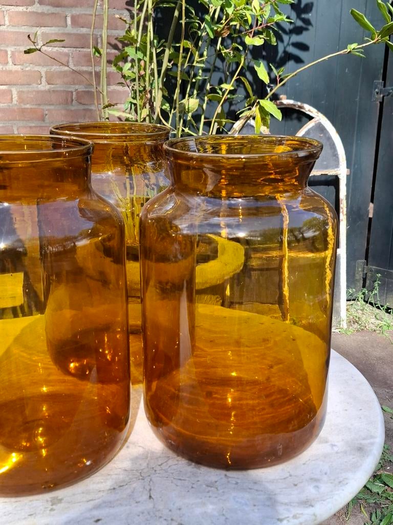 Oude vintage honingpot vaas amber, Ophalen of Verzenden