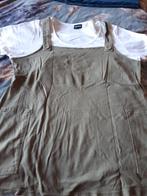 Creme shirt met legergroen overshirt, maat 48., Ophalen of Verzenden, Gedragen, Overige kleuren, Shirt of Top