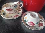 3 thee kop en schotel boerenbont societe ceramique Maastrich, Ophalen of Verzenden