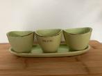 Vintage Celine de Lys aardewerk bakjes - Mooi groen, Ophalen of Verzenden