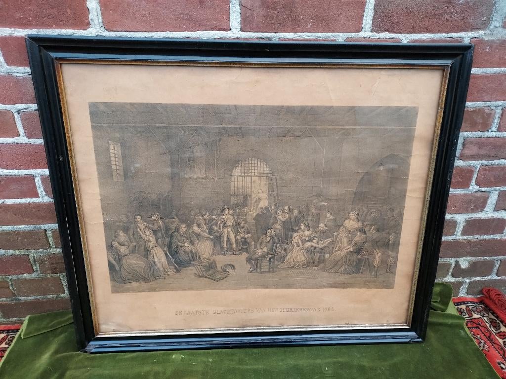 Antieke gravure van de Franse revolutie anno 1794., Antiek en Kunst, Kunst | Etsen en Gravures, Ophalen, Dagelijks leven, Lithografie
