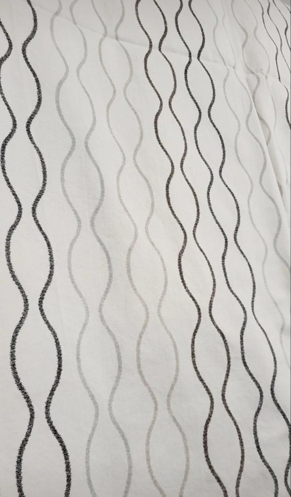 Gordijnen met golvend patroon, wit/grijs, 2 stuks, Ophalen, Gebruikt, 100 tot 150 cm, 200 cm of meer