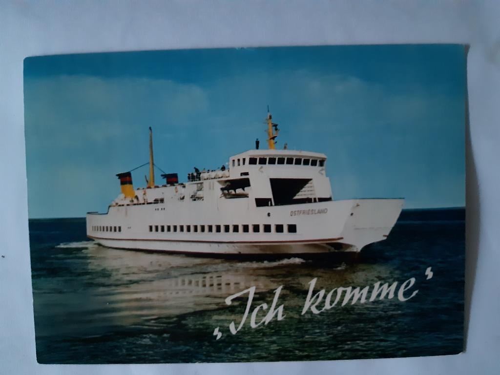 Ansichtkaart MS Ostfriesland "Ich komme" - Gelopen, Ophalen of Verzenden