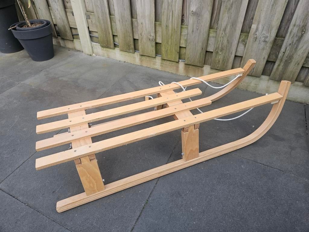 Houten slee 110cm met zitje, Kinderen en Baby's, Speelgoed | Buiten | Sleeën, Ophalen of Verzenden