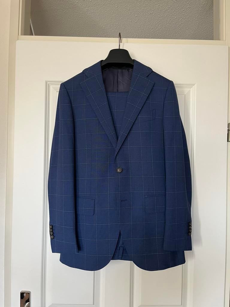 Donkerblauw Carlo Barbera pak maat 44, Ophalen of Verzenden, Zo goed als nieuw, Overige maten, Blauw