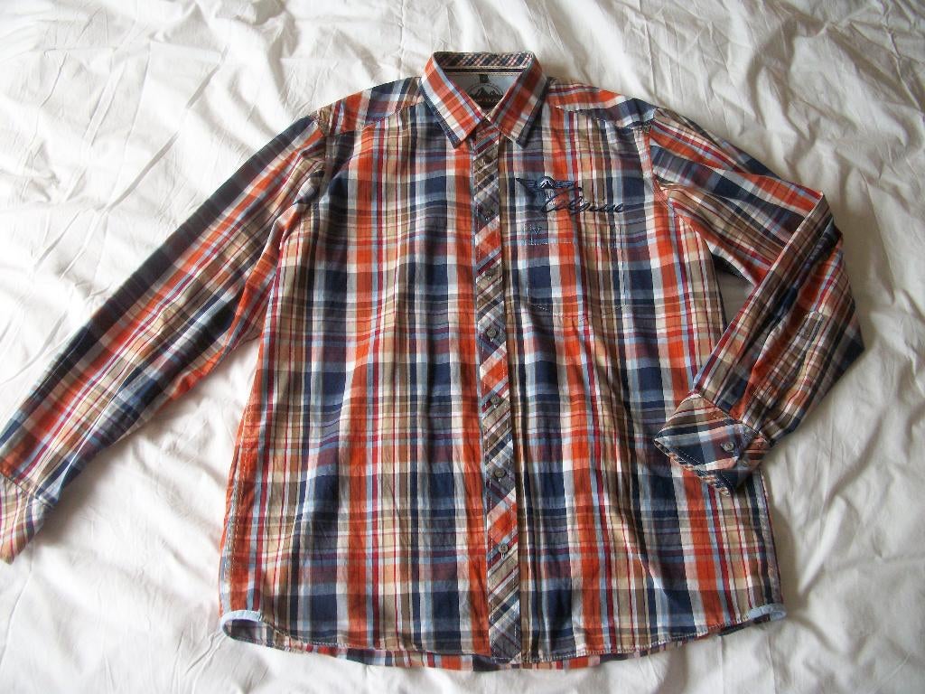 Overhemd Marvelis - L - Blauw Oranje Bruin - Katoen - Nieuw, Kleding | Heren, Overhemden, Marvelis, Blauw, Nieuw, Ophalen of Verzenden