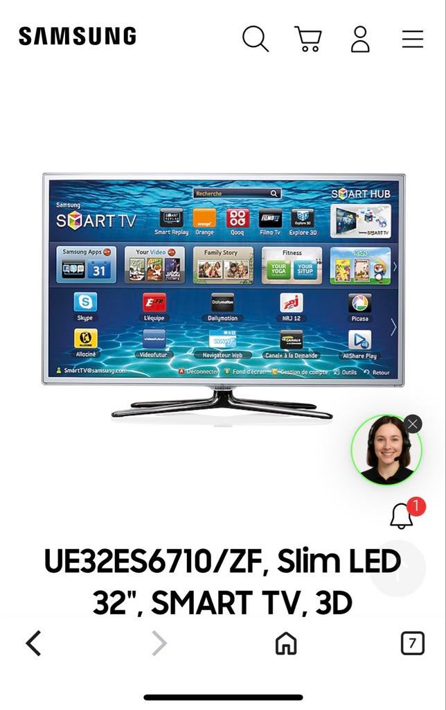 Samsung Smart TV UE32ES6710SXXN, Ophalen, 80 tot 100 cm, 100 Hz, Samsung