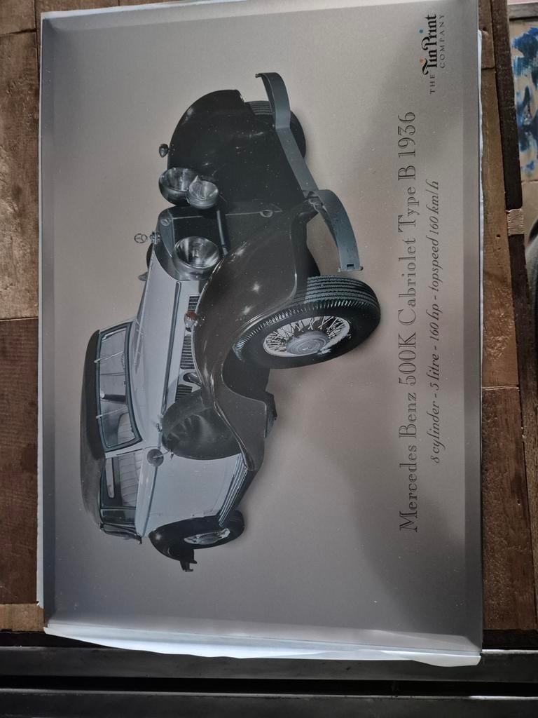 Emaille borden met klassieke auto's, Ophalen of Verzenden