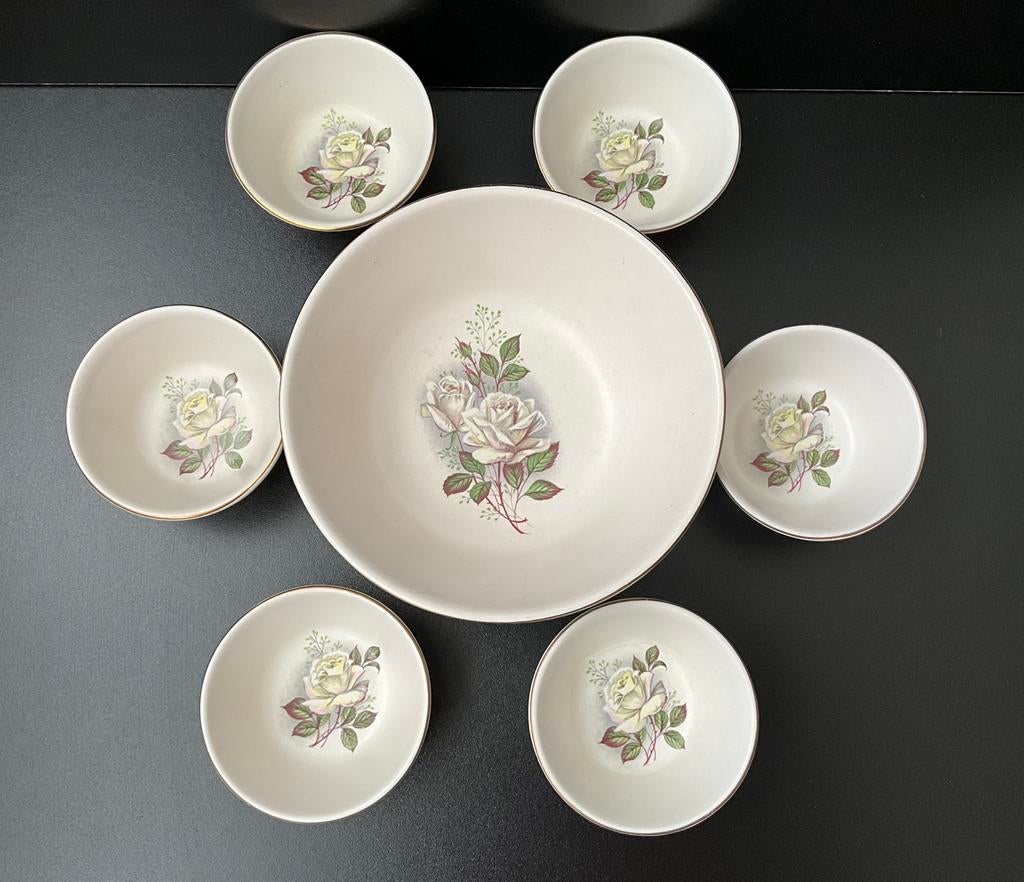 7 - delig serveer set van Flora Gouda Holland, Antiek en Kunst, Antiek | Servies compleet, Ophalen