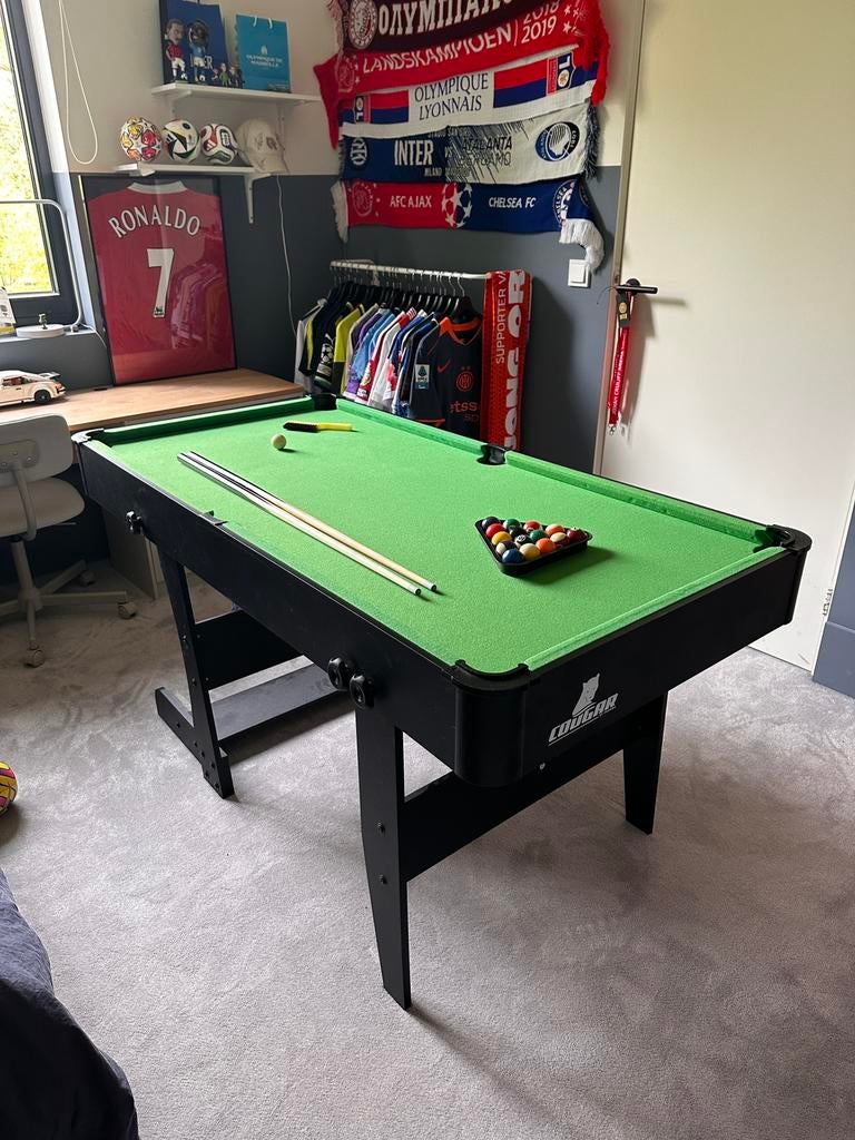 Opklapbare Pooltafel cougar, Sport en Fitness, Biljarten en Poolen, Ophalen, Zo goed als nieuw, Pooltafel