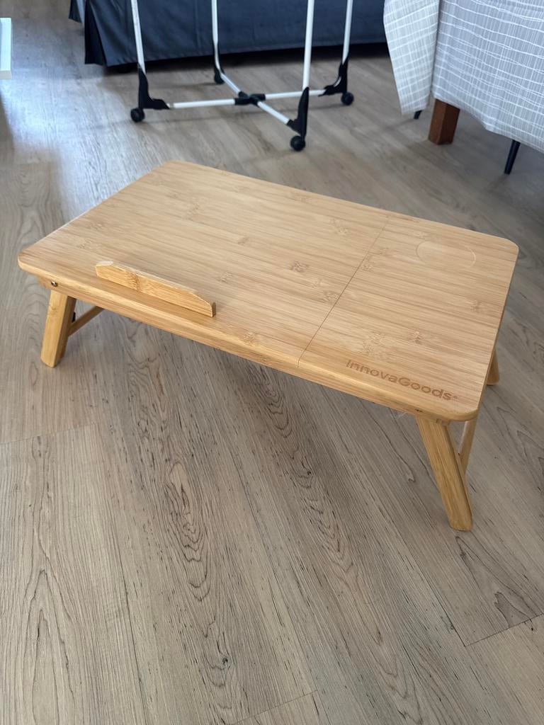 Bamboe Laptoptafel - Verstelbaar en Opvouwbaar, Ophalen, Zo goed als nieuw, In hoogte verstelbaar