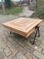 Industriële salontafel 70x70 cm - Hout & Metaal, Ophalen, Gebruikt, Vierkant, 50 tot 100 cm