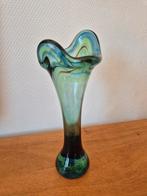 Murano Stijl Vaas - Groen/Blauw Glas - 24 cm, Ophalen of Verzenden