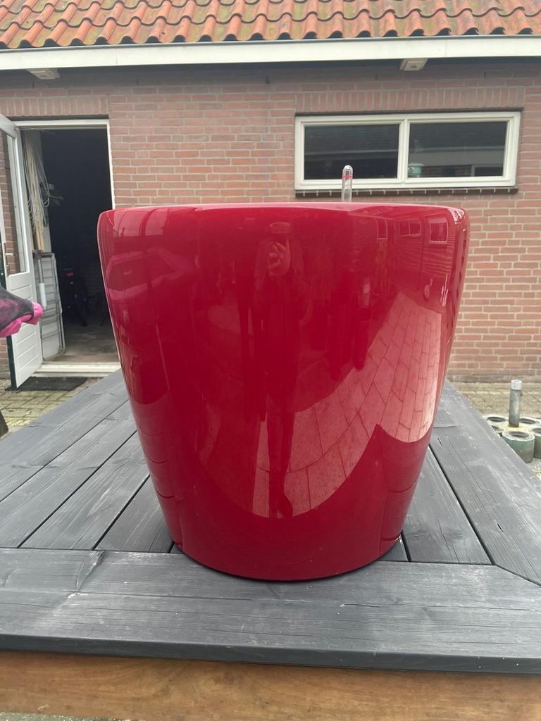Lechuza plantenbak rood - 40x42cm - Buitenpot, Kunststof, Gebruikt, Minder dan 60 cm, Rond