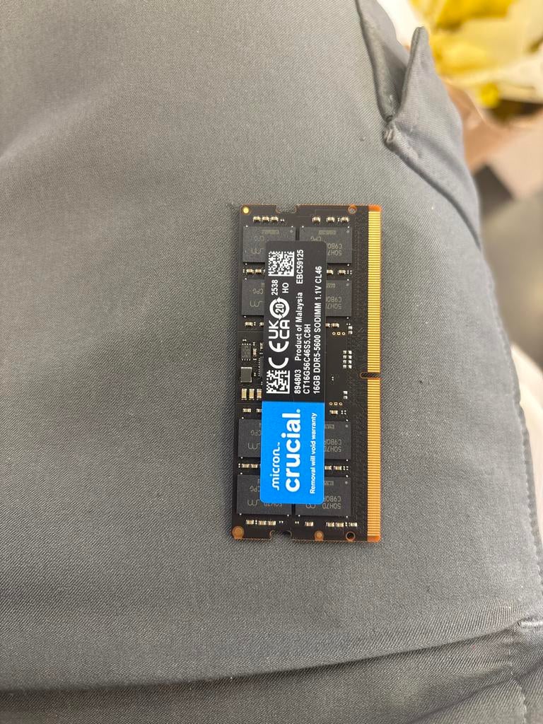Crucial 16GB DDR5-5600 SO-DIMM RAM, Computers en Software, RAM geheugen, Ophalen of Verzenden, Zo goed als nieuw, DDR5, Laptop