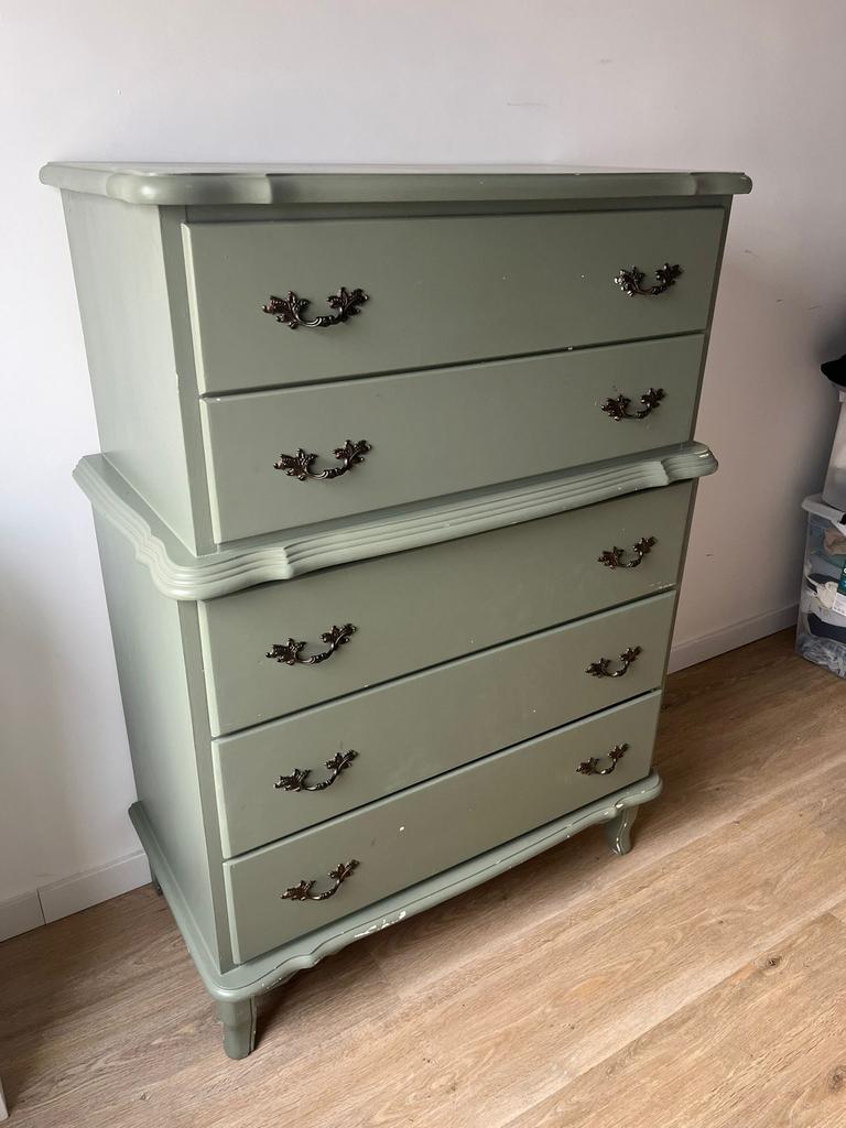 Vintage ladekast, massief hout, Huis en Inrichting, Kasten | Ladekasten, Ophalen, Gebruikt, 5 laden of meer, 100 tot 150 cm