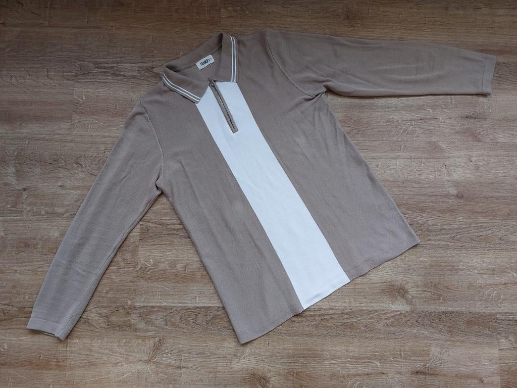 Frankie's beige/zandkleurig zipper polo lange mouw mt.XL, Beige, Ophalen of Verzenden, Zo goed als nieuw, Frankie's