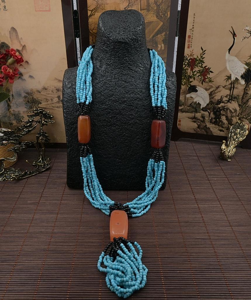 Lente actie Tribal Ketting  Natuursteen 70s/80s - alp06.1/7, Sieraden, Tassen en Uiterlijk, Antieke sieraden, Verzenden, Overige materialen