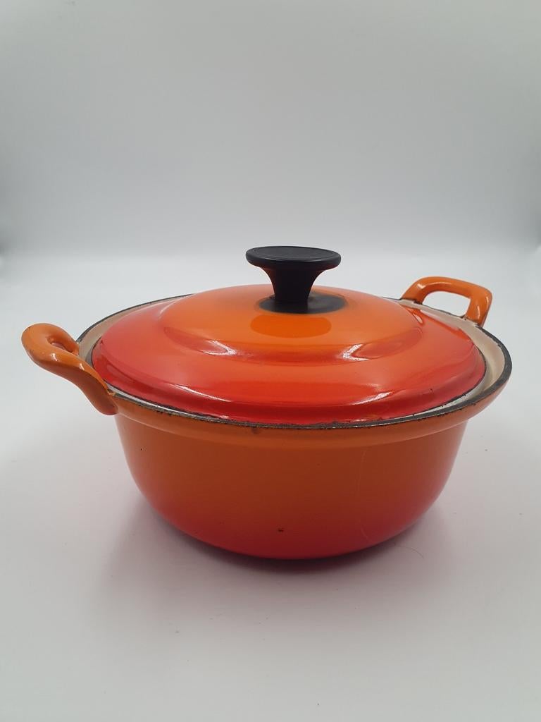 Vintage le creuset braadpan, Ophalen of Verzenden, Gebruikt, Gietijzer, Koekenpan of Braadpan
