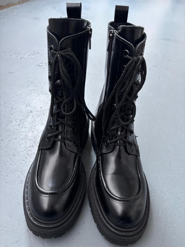 Sacha leren laarzen, Ophalen of Verzenden, Zo goed als nieuw, Zwart, Hoge laarzen