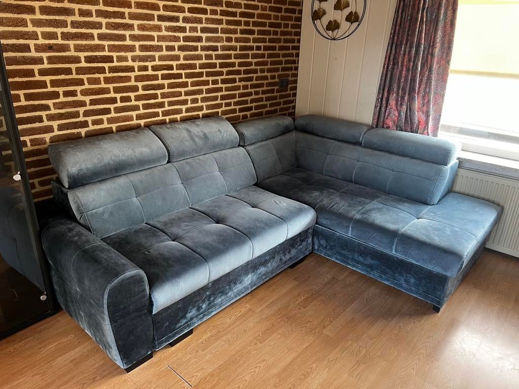 Hoekbank 4 - 5 pers luxe stof, Huis en Inrichting, Banken | Complete zithoeken, Zo goed als nieuw, Stof, Ophalen