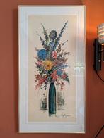 Schilderij John Haymson - Bloemen in Groene Vaas, Ophalen of Verzenden