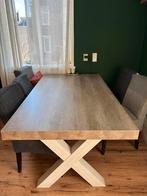 Moderne eettafel met kruispoot, Zo goed als nieuw, 150 tot 200 cm, Vier personen, Rechthoekig