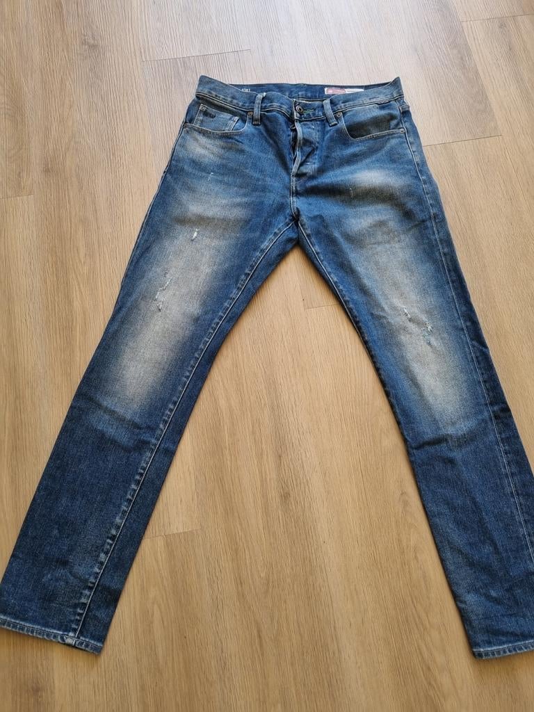 G-star RAW 3301 Slim Selvedge maat 32 32, Ophalen of Verzenden, Zo goed als nieuw, Blauw, W32 (confectie 46) of kleiner
