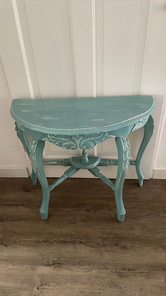 Sidetable groen/blauw, Huis en Inrichting, Ophalen, Zo goed als nieuw, 25 tot 50 cm, Rechthoekig