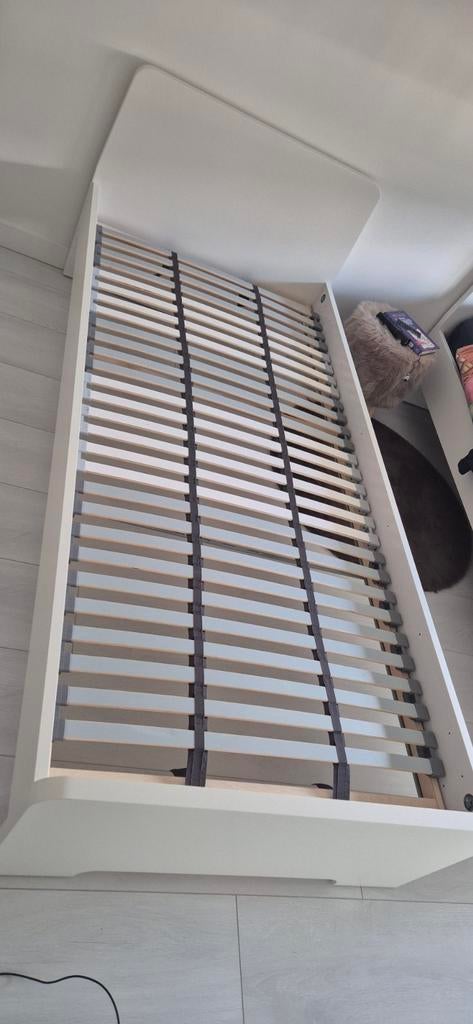 Eenpersoons bed, Ophalen, 90 cm, Eenpersoons, Wit