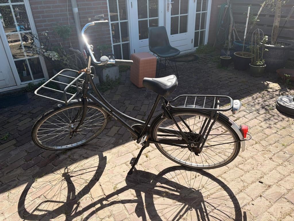 Burgets transportfiets met voordrager - Gebruikt, Fietsen en Brommers, Fietsen | Dames | Damesfietsen, Terugtraprem, Ophalen, Overige merken