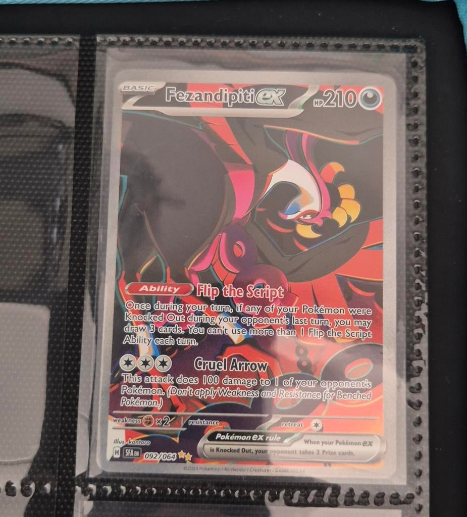 Pokémon kaarten - Fezandipiti, Cassiopeia, Munkidor, Ophalen of Verzenden, Zo goed als nieuw, Meerdere kaarten, Foil