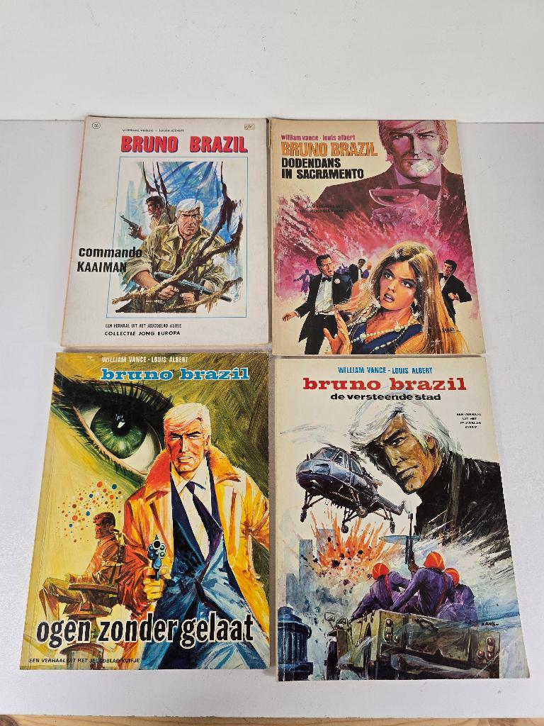 4 stripboeken Bruno Brazil, allen eerste druk (1970), Gelezen, Ophalen of Verzenden, William Vance, Louis Albert, Meerdere stripboeken