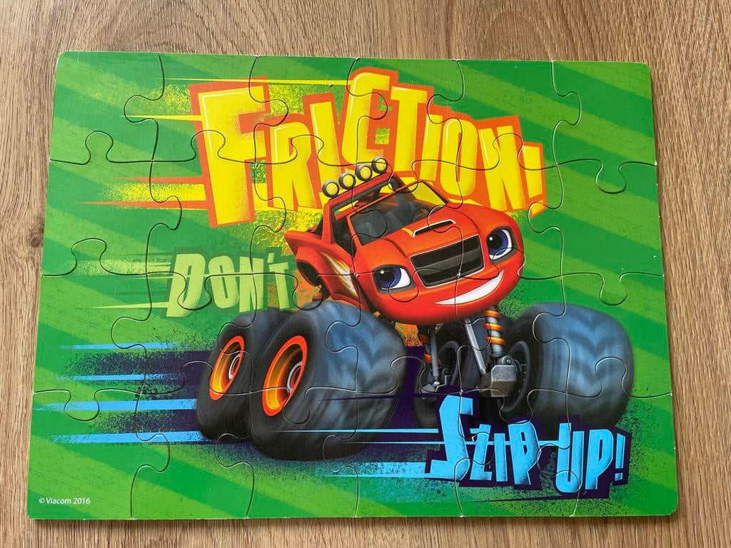 Houten Puzzel Blaze en de monsterwielen (3x24), Ophalen, Gebruikt, 10 tot 50 stukjes, Van hout