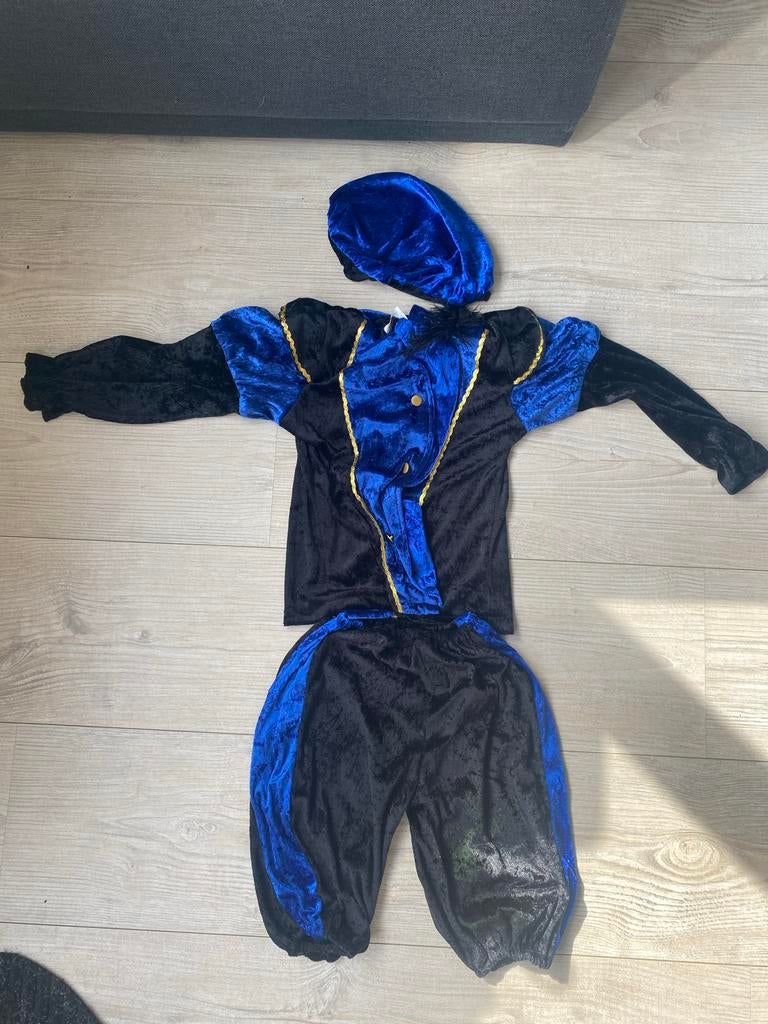 Pietenpak Blauw/Zwart - Compleet met baret, Ophalen of Verzenden, Gebruikt, Jongen of Meisje