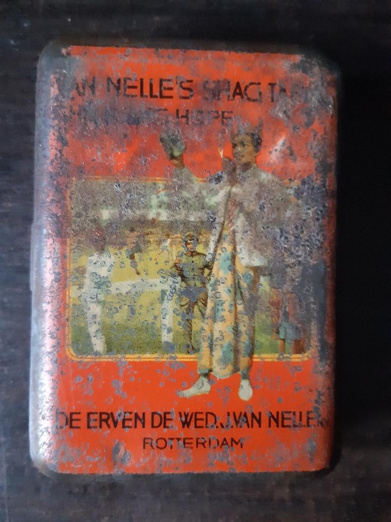 Blik voor Van Nelle Shag in het Indonesisch, Verzamelen, Verzenden, Gebruikt, Overige, Van Nelle