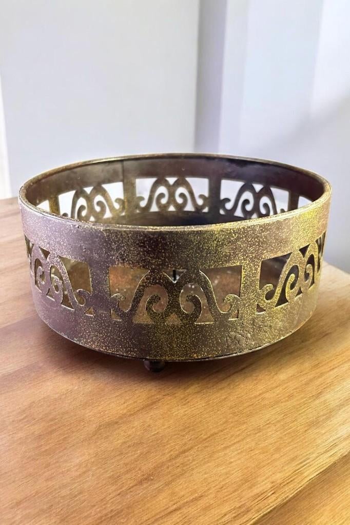 Een metalen kaarshouder., Gebruikt, Bruin, Ophalen of Verzenden, Metaal