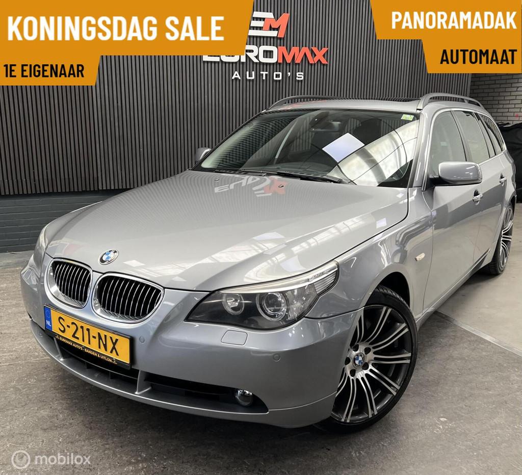 BMW 5-serie Touring 530xi Automaat - Leder - Panorama - Luxe, Automaat, Gebruikt, Zwart, 1675 kg