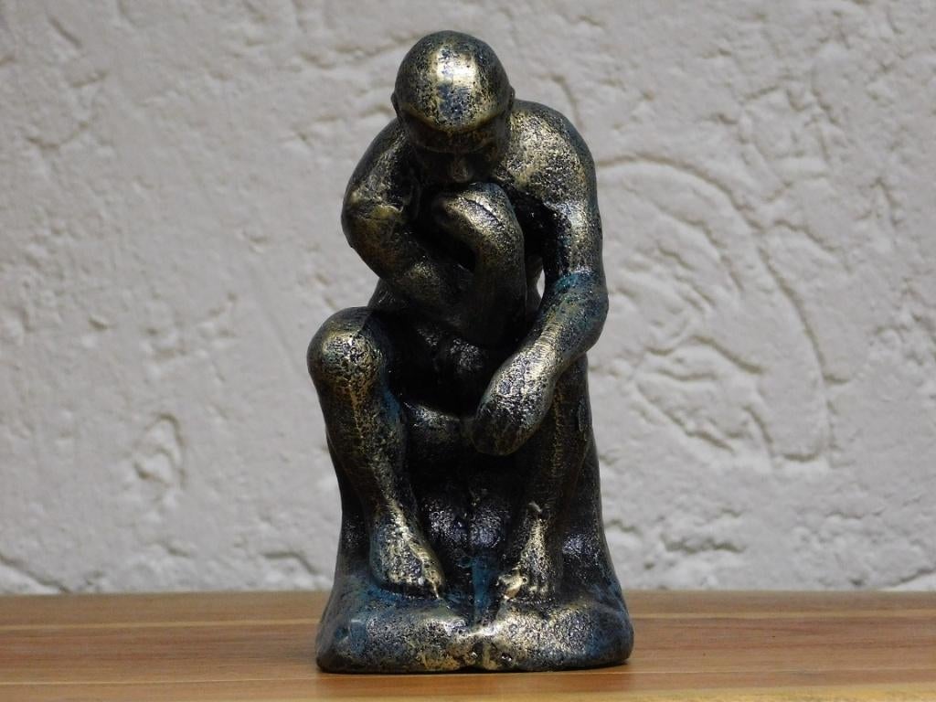 Beeld De Denker - Gietijzer - Green Finish, Minder dan 20 cm, Ophalen of Verzenden, Beeld, Man