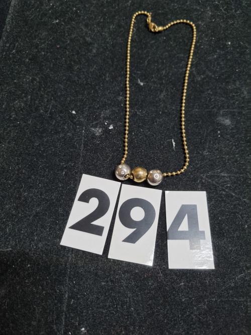 -	S294, halsketting three balls met strass steentjes, Ophalen of Verzenden, 'T Olde Gre-j, Info@toldegrej.nl, Endepoelstraat 20f Didam