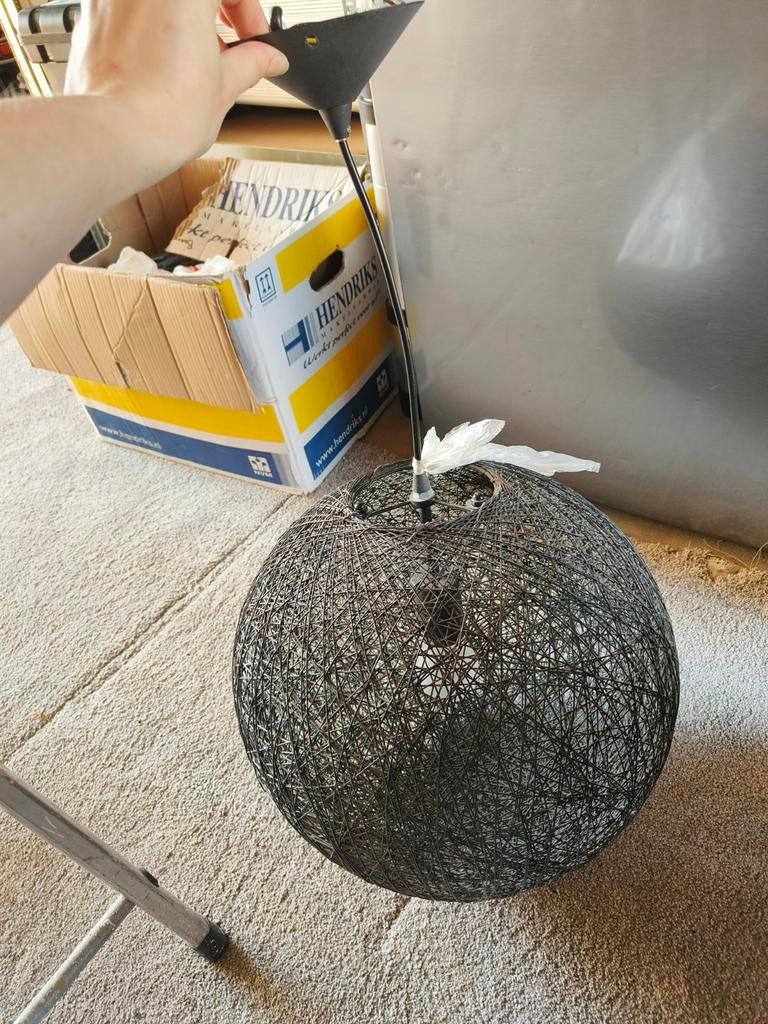 QAZQA Corda Landelijke Hanglamp - Ø 60 cm - Zwart, Overige materialen, Ophalen of Verzenden, Zo goed als nieuw, 75 cm of meer