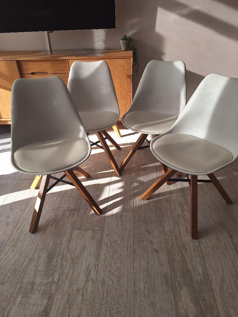 Eetkamer Stoelen kuip, Huis en Inrichting, Stoelen, Ophalen, Gebruikt, Wit, Stof