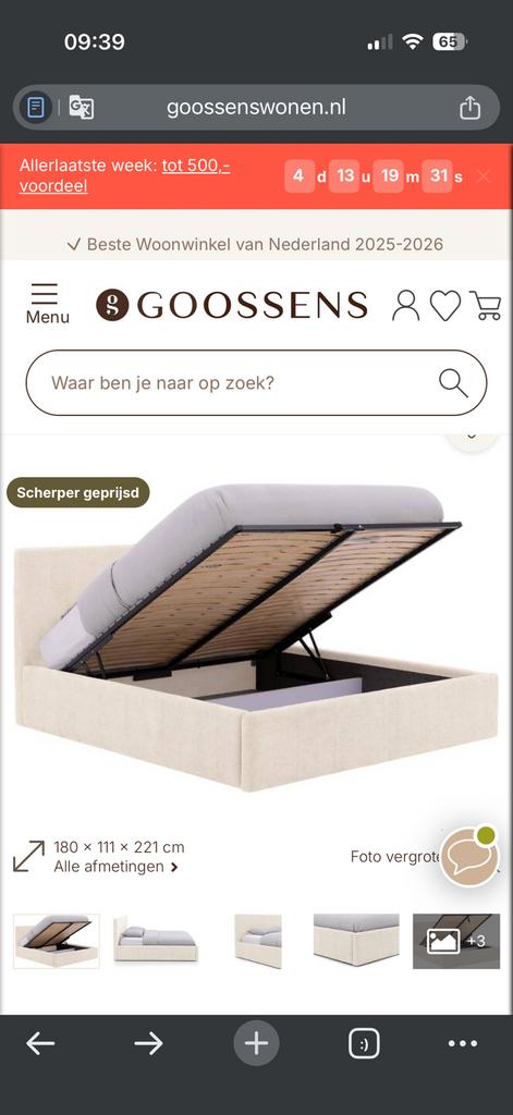 Goossens bed 160, zo goed als nieuw, Huis en Inrichting, Slaapkamer | Bedden, Ophalen, Bruin, Tweepersoons, Zo goed als nieuw