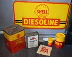 lot emaillebord olie blik shell mobiloil reclamebord, Ophalen, Gebruikt, Reclamebord